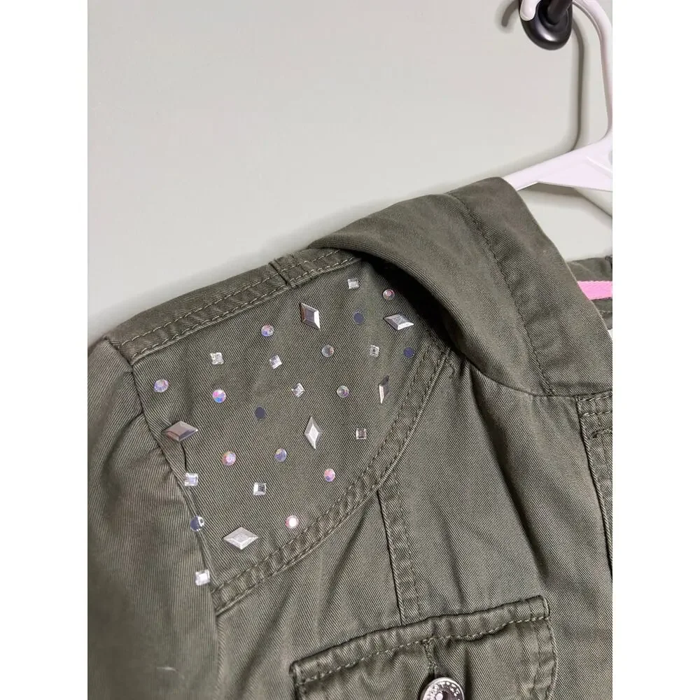 Justice Girls Green Canvas Embellished Jacket 18